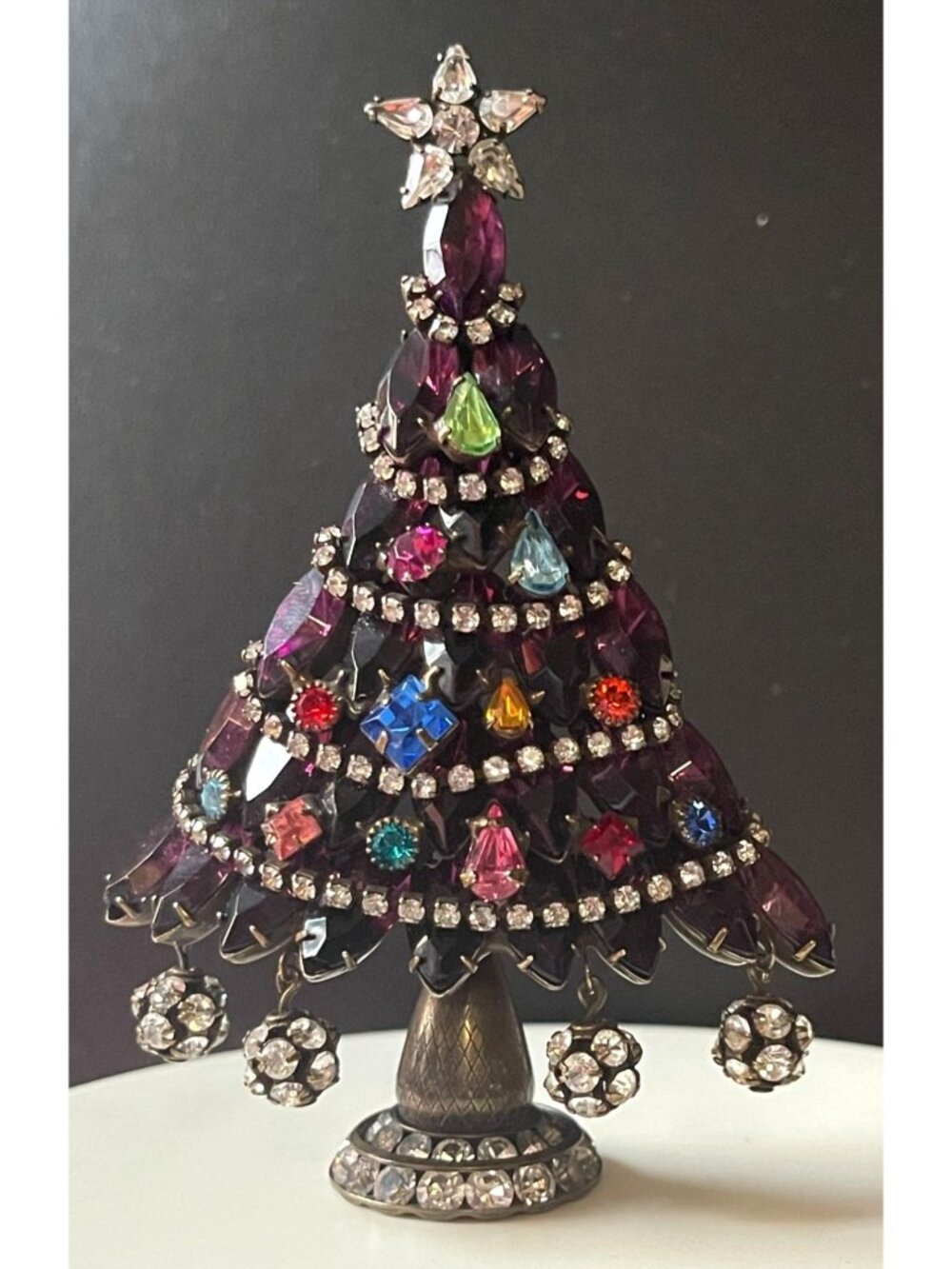Vtg Massive Dorothy Bauer Limited Edition Christmas Tree Brooch Signed Limited 1